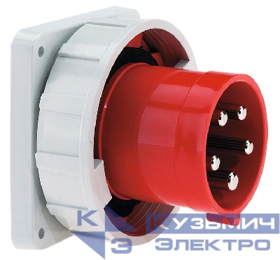 Вилка встраиваемая 125А 5п 3P+N+PE 6ч 400В IP67 прямая 120х120 Bals 2876