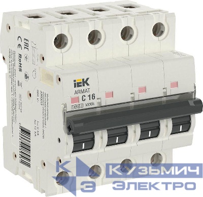 Выключатель автоматический модульный 4п C 16А M06N ARMAT IEK AR-M06N-4-C016