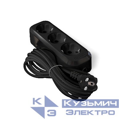 Удлинитель 3х5м с заземл. 16А IP20 Е-303 ПВС 3х1 АБС-пластик черн. UNIVersal 2182