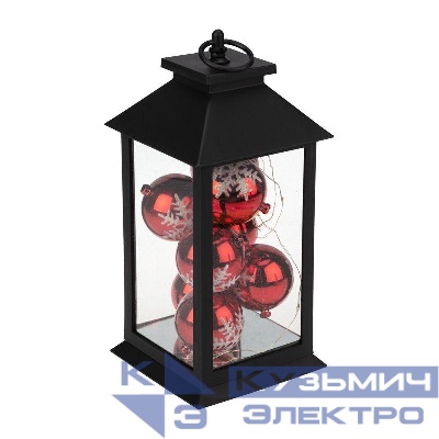 Фонарь декоративный 14х14х27см с шариками тепл. бел. корпус черн. Neon-Night 513-063