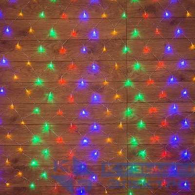 Гирлянда светодиодная "Сеть" 1.8х1.5м 180LED мультиколор 15Вт 220-240В IP20 с контроллером 8 режимов провод ПВХ прозр. Neon-Night 215-139