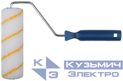 Валик полиакрил/полиэстер/хлопок с желт. полосой каркасная система диам. 40/60мм ворс 10мм 180мм FIT 02095