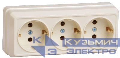 Розетка 3-м ОП Октава РС23-3-ОК 16А IP20 с заземл. крем. GENERICA ERO31-K33-16-DC