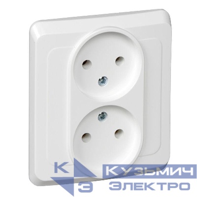 Розетка 2-м СП Этюд 16А IP20 250В без заземл. без защ. шторок бел. SE PC16-005B