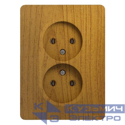 Розетка 2-м СП Glossa 16А IP20 без заземл. в сборе дерево дуб SE GSL000520