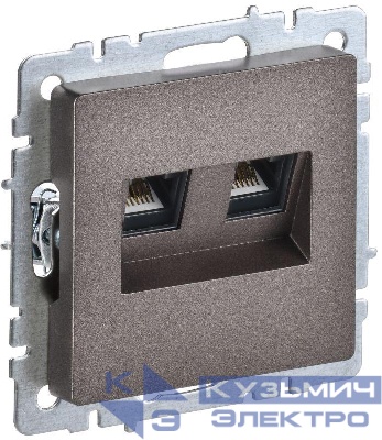 Розетка компьютерная двойн. СП RJ45 кат.6 BRITE РК11-2-БрТБ механизм бронза IEK BR-K20-2-K45