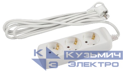 Удлинитель электрический U-3e-3m-3x1.5 с заземлением 3 розетки 3м ПВС 3х1.5кв.мм 16А Эра Б0044032