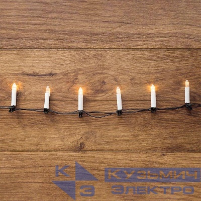 Гирлянда светодиодная "Свечи" 6м 30LED тепл. бел. 1.5Вт 220-240В IP20 провод ПВХ темн. зел. Neon-Night 303-084