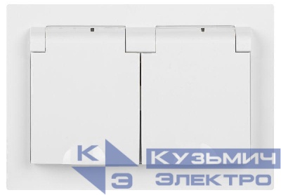 Розетка 2-м СП Accent 6-210-01 16А IP44 250В 2P+E Schuko с крышками защ. шторки AL/CU бел. Intro Б0063577