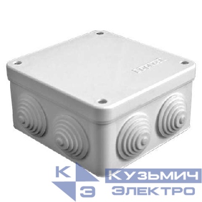 Коробка распределительная ОП 105х105х56мм IP54 7 выходов 4 гермоввода крышка на винтах сер. Epplast 110042