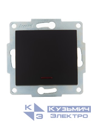 Выключатель 1-кл. 1п СП Karina 10А IP20 с подсветкой механизм черн. бархат LEZARD 707-4288-111