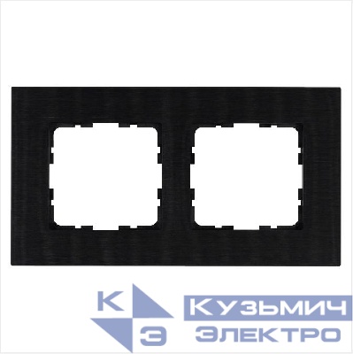 Рамка 2-м G-Metal метал. алюм. черн. Black Jasmart G1002AB