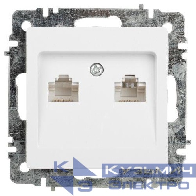 Розетка компьютерная 1-м СП Accent 6-304-01 2xRJ45 IP20 бел. Intro Б0063646