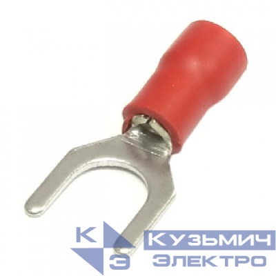 Вилочный кабельный наконечник SVS1,25-6 (НВИ d=6,4мм) 0,5-1,5мм2, изолированный, красный, 100шт., NETKO Optima