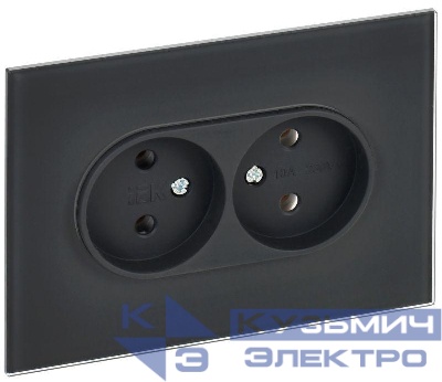 Розетка 2-м SKANDY 10А без заземл. без защ. шторок для плоской вилки SK-R03G графит IEK SK-R20-10-K53
