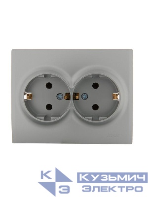 Розетка 2-м СП Karina с заземл. термопласт матов. серебр. LEZARD 707-4300-127B