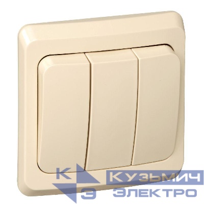 Выключатель 3-кл. СП Этюд 10А IP20 крем. SE BC10-003K