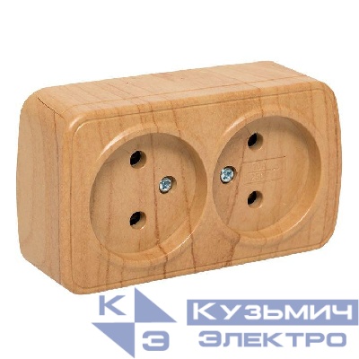 Розетка 2-м ОП Минск 10А IP20 без заземл. свет. дерево EKF EGR10-102-30