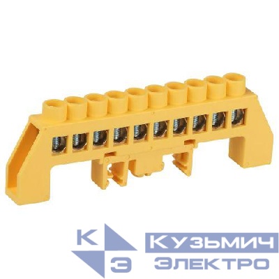 Шина PE земля в комбинированном изоляторе на DIN-рейку ШНИ-8х12-10-Д желт. NO-224-117 Эра Б0062976