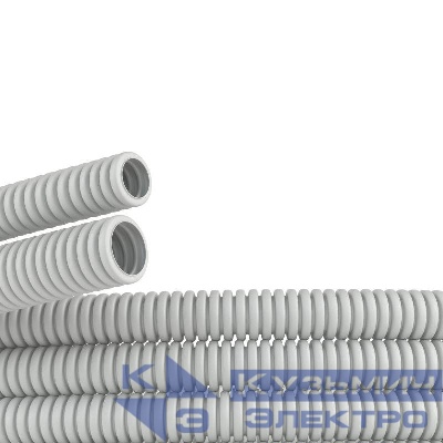 Труба гофрированная ПВХ гибкая легкая d50мм без протяжки сер. (уп.15м) DKC 90950
