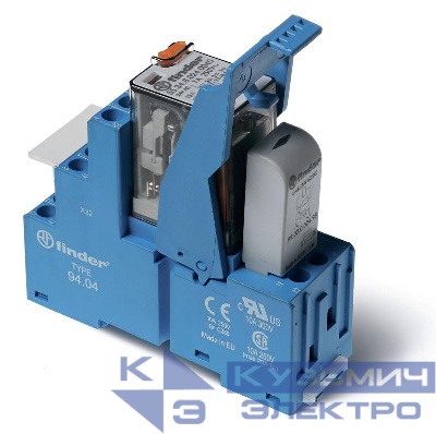 Модуль интерфейсный (сборка 55.34.8.024.0040 + 99.02.0.024.98 + 94.04SPA) электромеханич. реле 4CO 7А AgNi 24В AC IP20 винт. клеммы пластик. клипса LED + варистор FINDER 583480240060SPB