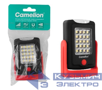 Фонарь универсальный E1442 LED+SMD 3XR03 магн. пластик. блистер-пакет черн./красн. Camelion 16209