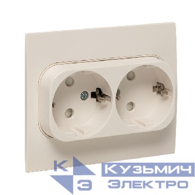 Розетка 2-м СП Стокгольм 16А IP20 с заземл. защ. шторки механизм бел. PROxima EKF EYR16-128-10