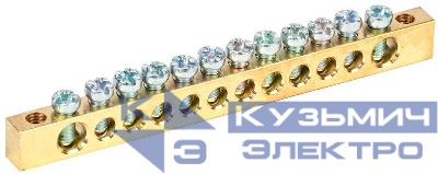 Шина PEN "земля-ноль" 6х9мм 12/2 (12групп/крепеж по краям) IEK YNN11-12-100