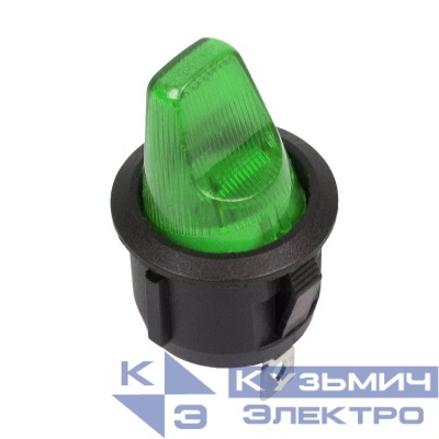 Выключатель клавишный круглый 12В 16А (3с) ON-OFF зел. с подсветкой (RWB-224 SС-214) Rexant 36-2593