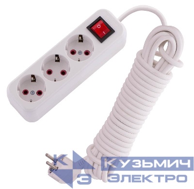 Удлинитель 3х7м с заземл. 16А IP20 Lila с выкл. LEZARD 720-0307-302