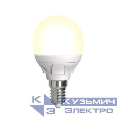 Лампа светодиодная LED-G45 7W/3000K/E14/FR/DIM PLP01WH Яркая 7Вт матовая 3000К тепл. бел. E14 диммир. (упак. картон) Uniel UL-00004302