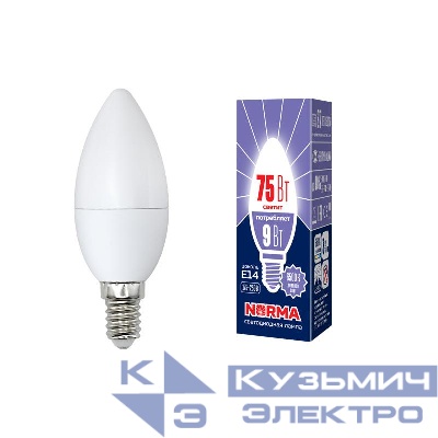 Лампа светодиодная LED-C37-9W/DW/E14/FR/NR Norma 9Вт матовая E14 (упак. картон) Volpe UL-00003802