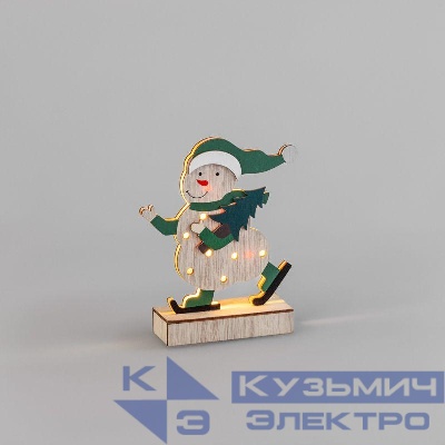Фигура деревянная "Снеговик" 18см 5LED тепл. бел. 0.1Вт IP20 с подсветкой Neon-Night 504-017