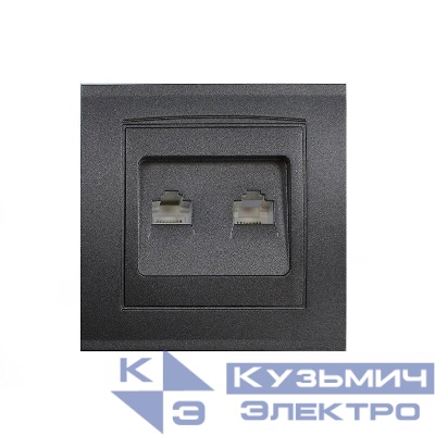 Розетка компьютерная 2-м Бриллиант в сборе графит Universal 1079-Gr