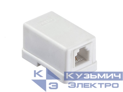 Розетка телефонная внешняя / 1 порт RJ11(6p2c) / 2 контактная, мини, белая, Netko