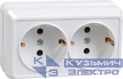 Розетка 2-м ОП Октава РС22-3-ОБ 16А IP20 с заземл. бел. GENERICA ERO21-K01-16-DC