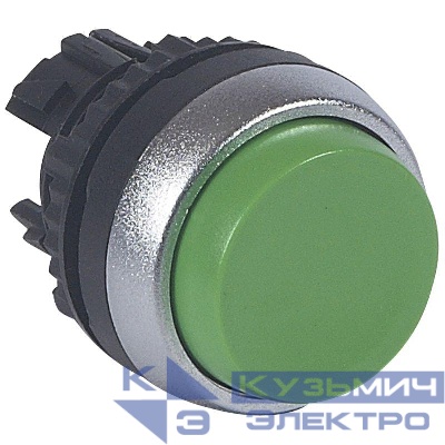 Головка для кнопки с пруж. возвр. "нажал-вкл. нажал-откл." с выступ. толкателем зел. Osmoz Leg 023852