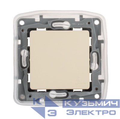 Переключатель 1-кл. СП Etika 10А IP44 250В 10AX авт. зажимы механизм сл. кость Leg 672300