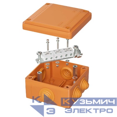 Коробка ответвительная FS 100х100х50мм IP56 6п 450В 6А 4кв.мм с кабельными вводами и клеммниками пластик. DKC FSB11604