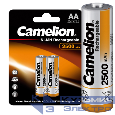 Аккумулятор AA/R6 2500мА.ч NI-MN BP-2 металлик (блист.2шт) Camelion 6107