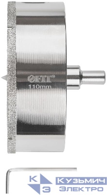 Коронка кольцевая алмазная по керамограниту камню и кафелю 110х70мм с центровочным сверлом FIT 16231