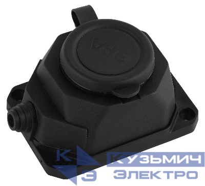 Колодка удлинителя 1-м с заземл. 16А IP44 K-1e-B-IP44 каучук черн. Эра Б0044543