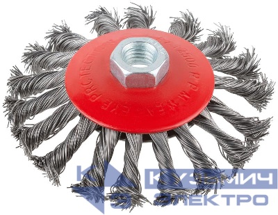 Корщетка-колесо с наклоном гайка М14 стальная витая проволока 115мм КУРС 39034