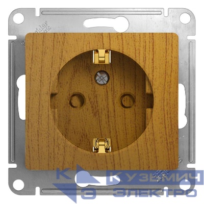 Розетка 1-м СП Glossa 16А IP20 с заземл. защ. шторки механизм дерево дуб SE GSL000545