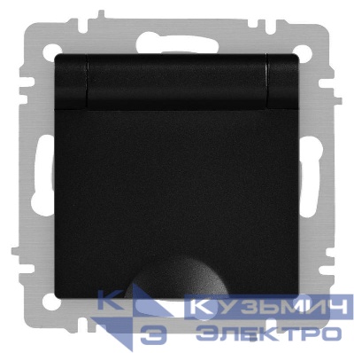 Розетка 1-м СП Accent 6-203-05 16А IP20 250В 2P+E Schuko с крышкой антрацит Intro Б0063747