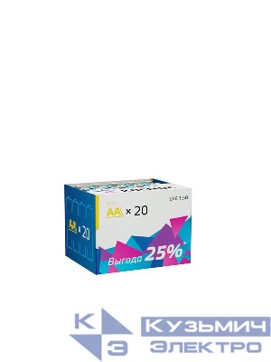 Элемент питания алкалиновый AA/LR6 (уп.20шт) КОСМОС KOCLR620BOX