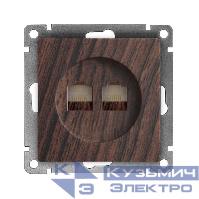 Розетка компьютерная 2-м СП Афина RJ45 кат.5E механизм венге Universal A1086-V