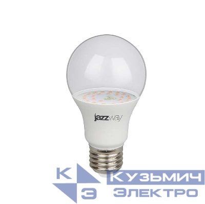 Лампа светодиодная PPG A60 Agro 9Вт A60 грушевидная прозрачная E27 IP20 для растений красн./син. спектр clear JazzWay 5008946