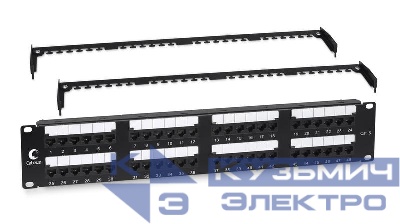 Патч-панель 19дюйм 2U 48 портов RJ45 кат.6 Dual IDC с задн. кабельн. организатором Cabeus 10657c