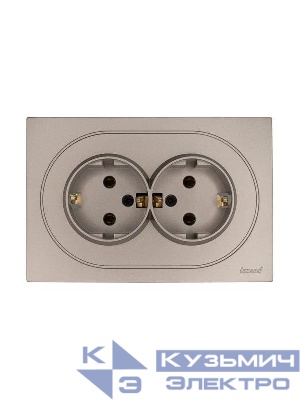 Розетка 2-м СП OSEN с заземл. ПБТ механизм титан LEZARD 743-3700-127B